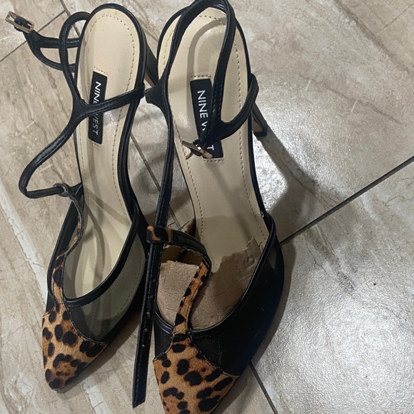 Nine West Shoes - Nine West Black and Leopard Print Heels